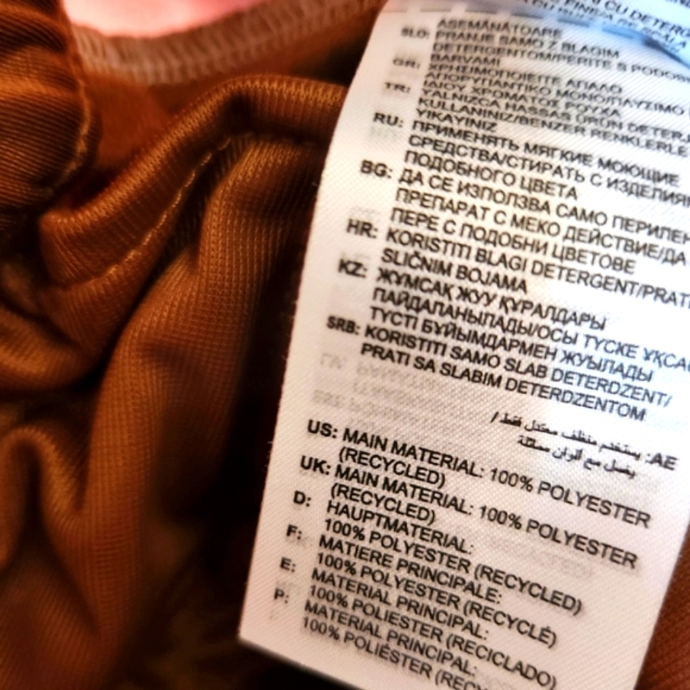 ADIDAS Wide Leg Carmel Brown Pink 3 Stripe Baggy High Rise Bell Hem Sport Pant M - Picture 9 of 16